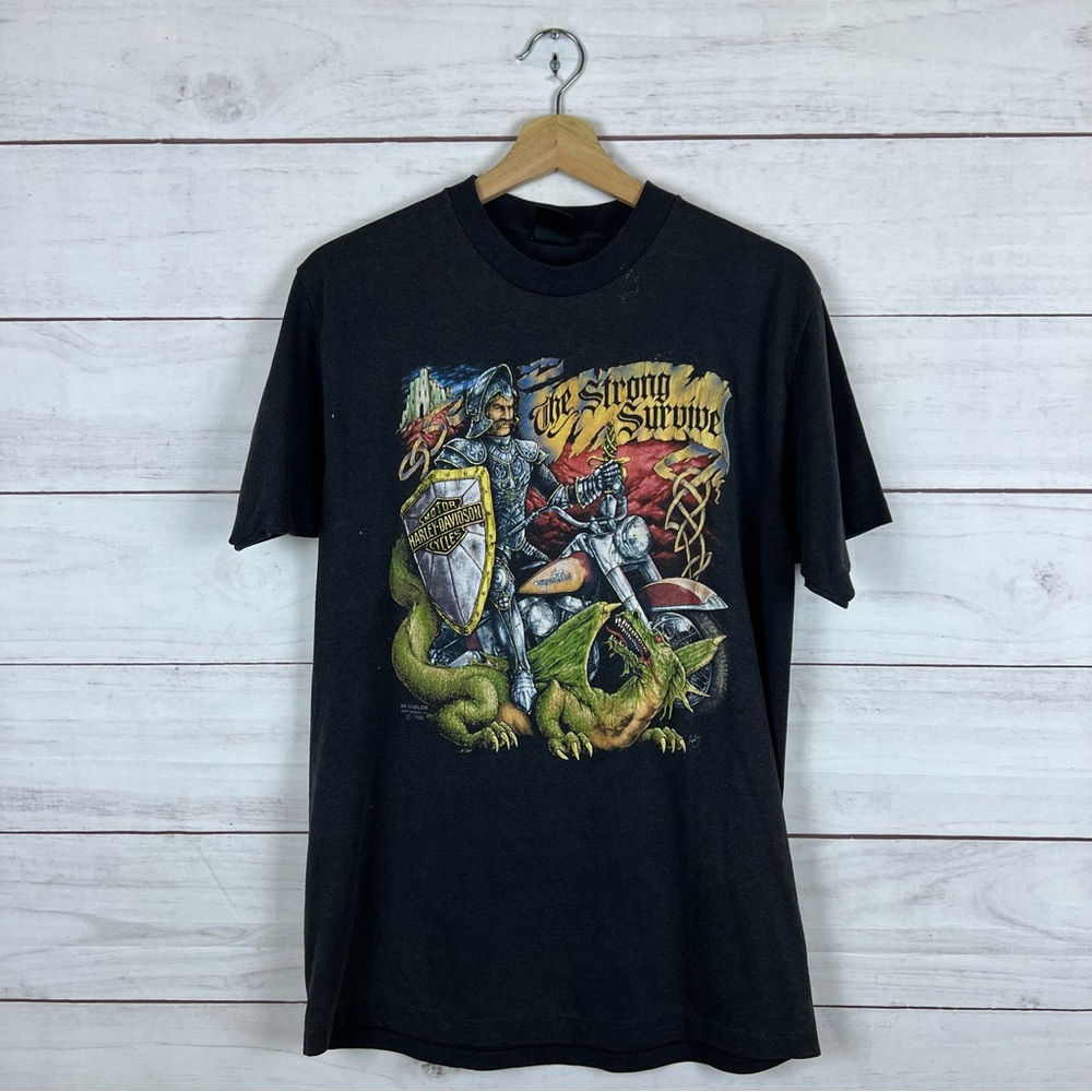 Vintage 1990 Harley Davidson 3D Emblem Dragon T-Shirt Medium